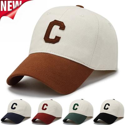 C-letter Embroidered Dual Color Baseball Cap for Women's Fashion Summer Adjustable Sun Hat Outdoor Unisex Travel Denim Hat