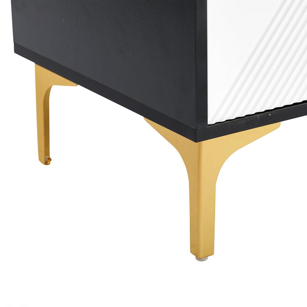 Sideboard Chest of Drawers 3 Doors, Modern Adjustable Shelf, Buffet Cabinet Hallway Cabinet Ample Storage, Metal Legs, Living Room Dining Room, 120cm