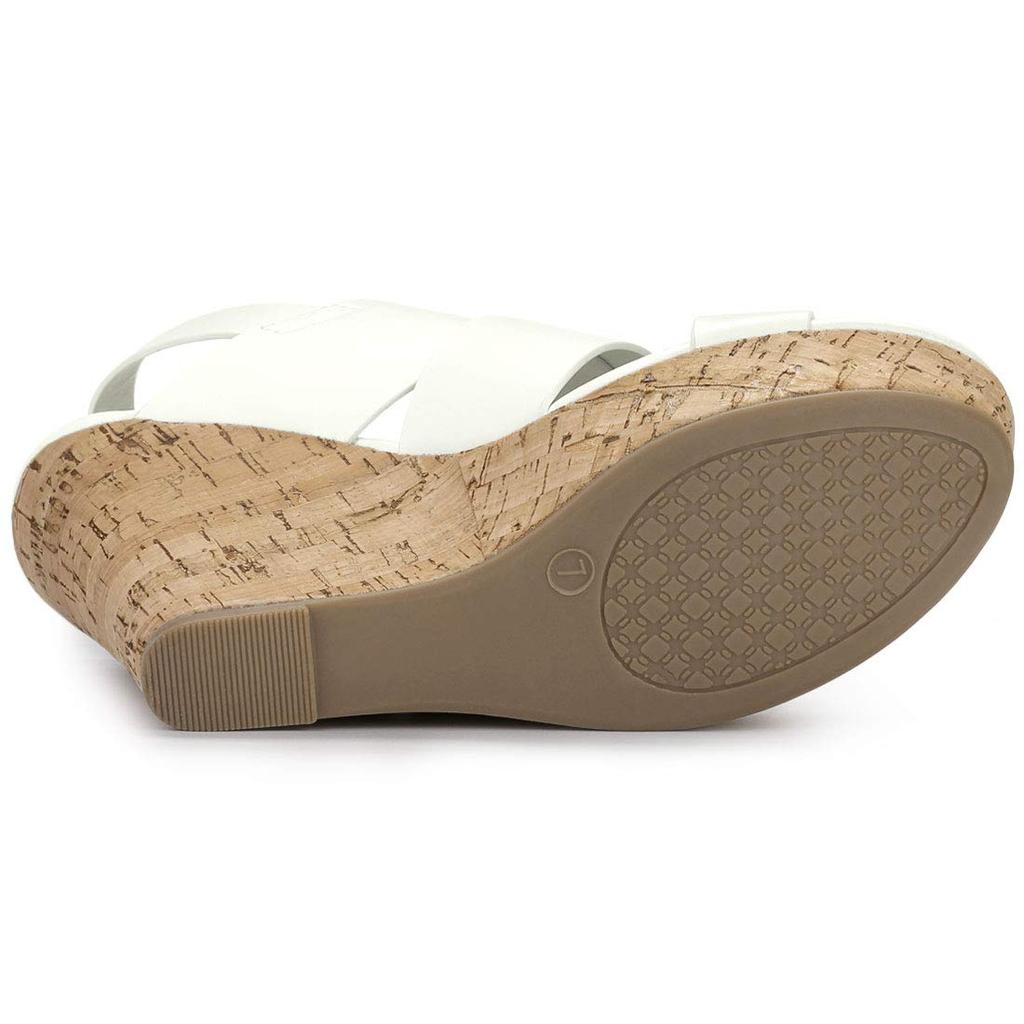 Allegra K Women's Wedge Sandals with Back Strap, Platform, and Ankle Strap, White, Size 27.0cm