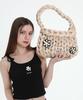 Acho Daisy Knitted Pompon Shoulder Bag_Beige