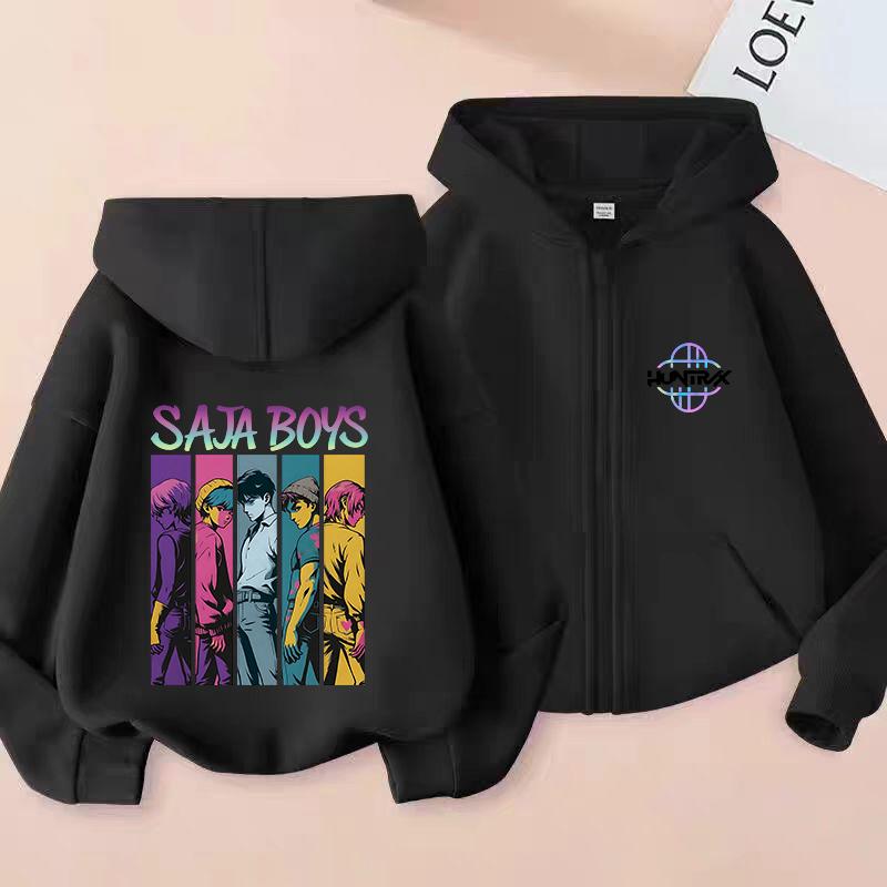 Lovci démonů K-pop Film Mikina na zip Módní Oversized Bunda Zapínací Mikina Streetwear