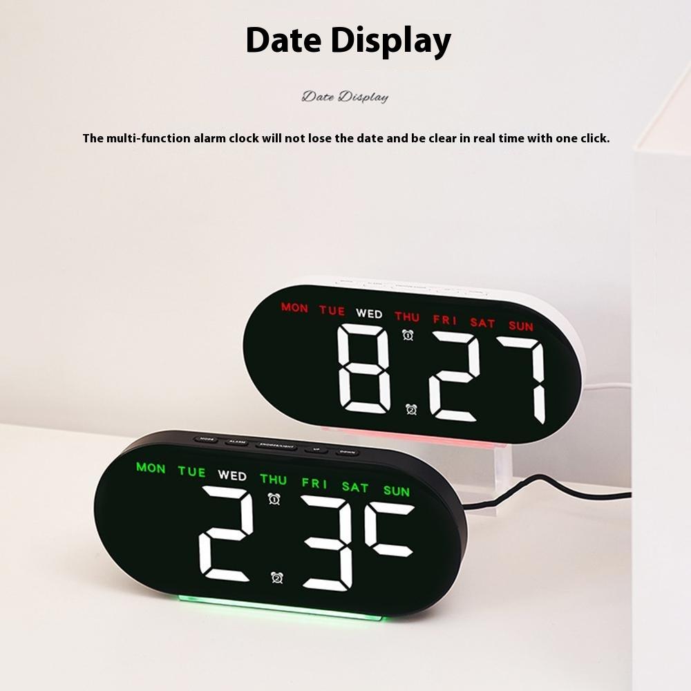 GH8035 Multifunctional LED Digital Alarm Clock Large Display Bedside Clock with Ambient Light
