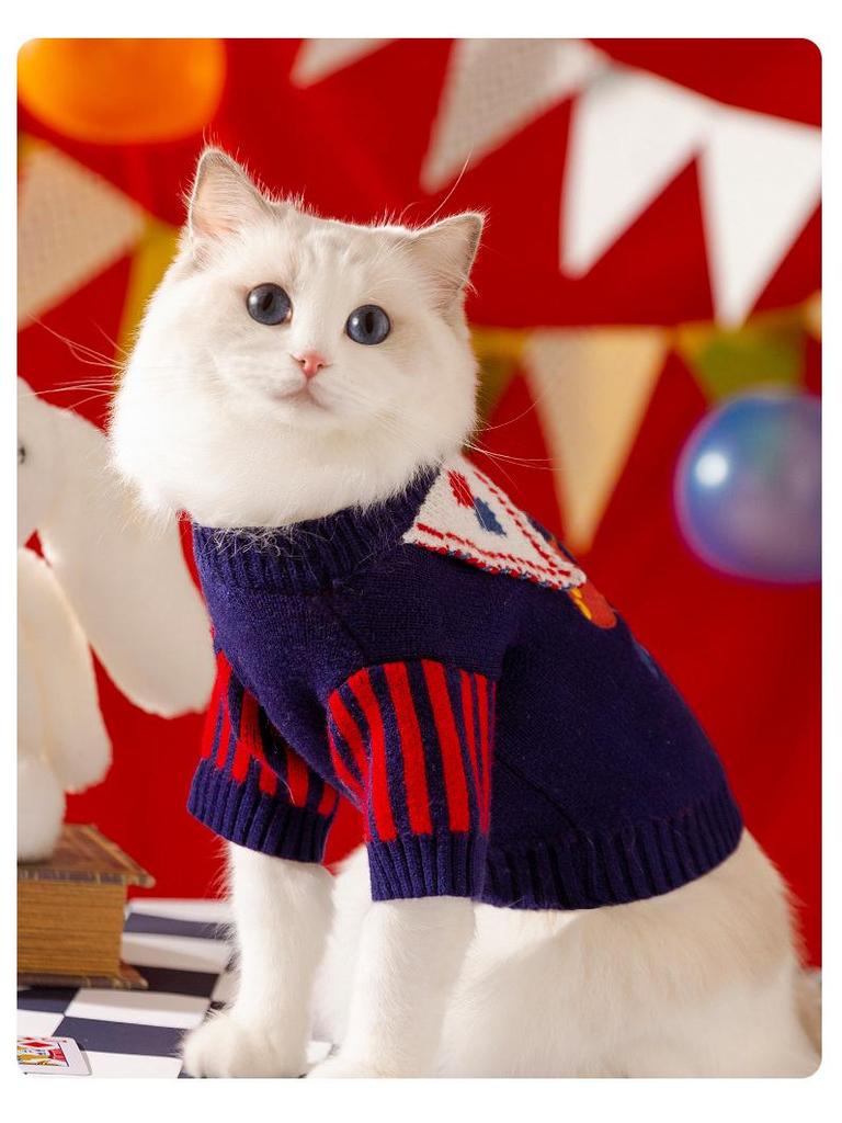 Autumn/Winter Warm Knitted Cat & Small Dog Sweater with Pompoms
