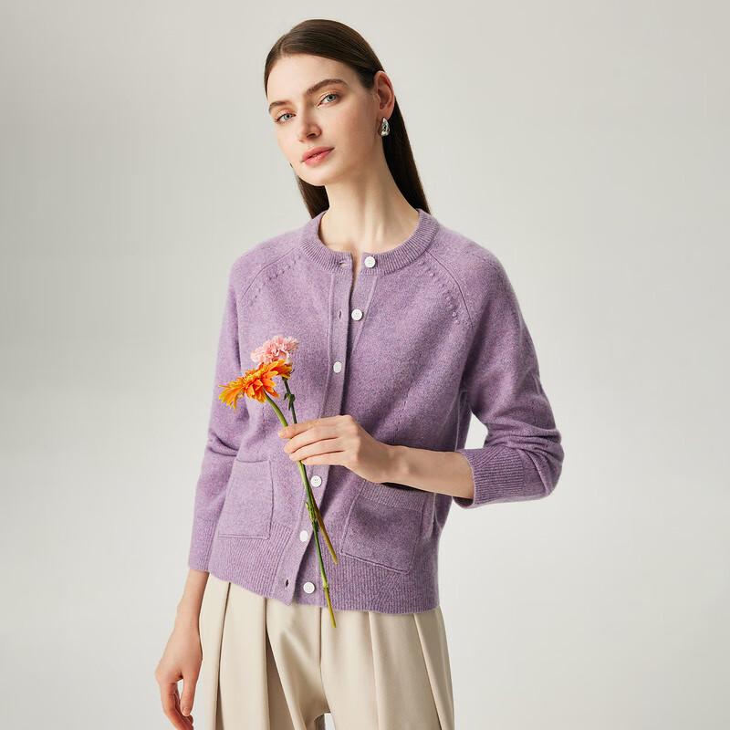 Zhaojun Women's 100% Cashmere Round Neck Thickened Cardigan