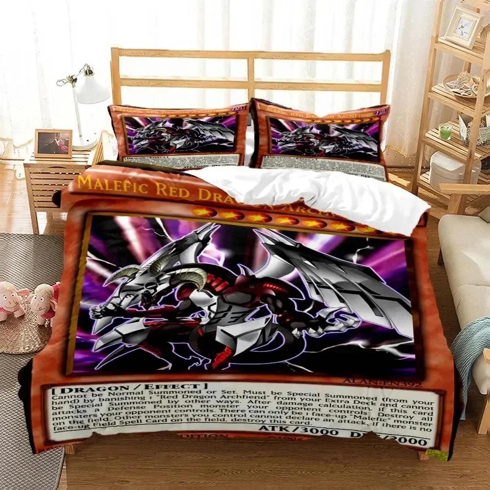 Anime Yu-Gi-Oh Game Card Bedding Set Duvet Cover Sheet Printed Bed Set Pillowcase Bed Full Queen King Size Comforter Bedroom