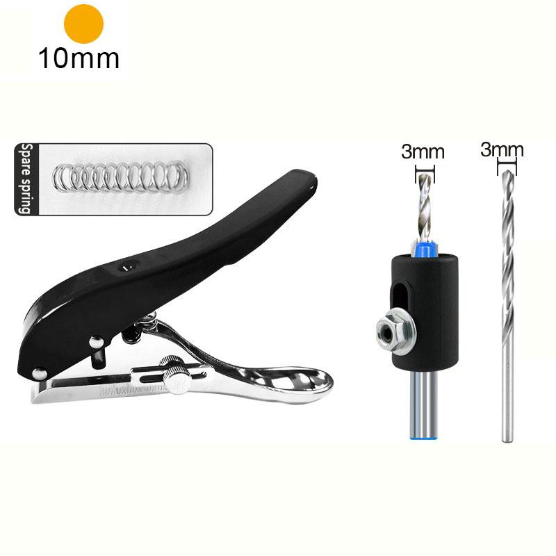 1 Set Single Hole Punch 8/10 MM Hole Edge Banding Punching Pliers Handheld Paper Hole Punch With Scale Heavy Duty Hole Puncher