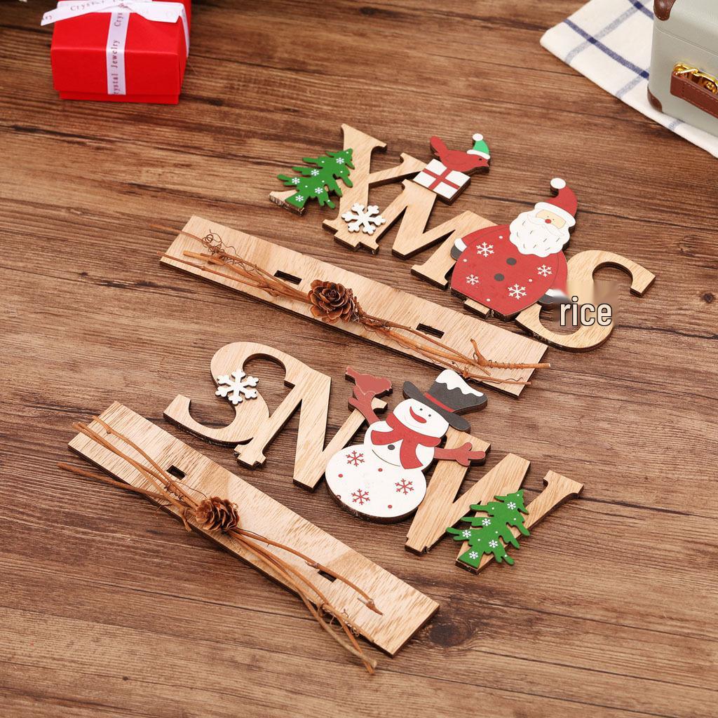 Christmas Festival Decor: Wooden Letter Ornaments - English Old Man Desktop Decorations
