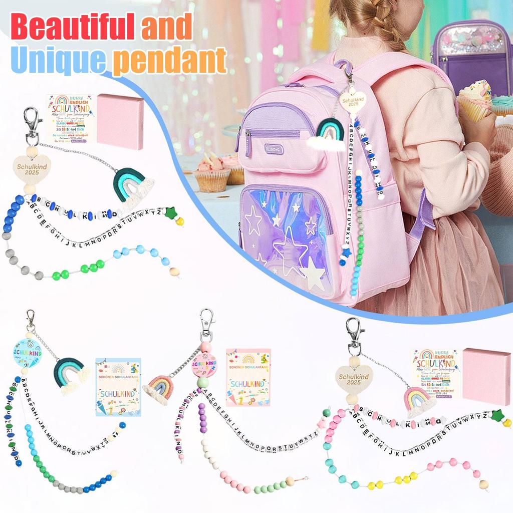 Beaded Keychain, Woven Tassel Pendant Bag, Letter Keychain, Back-to-school Gift