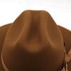 Khaki Wool Women Fedora Hat Wide Brim Hats Elegant Lady Gangster Trilby Felt Homburg Church Jazz Hat Men Cowboy Hats
