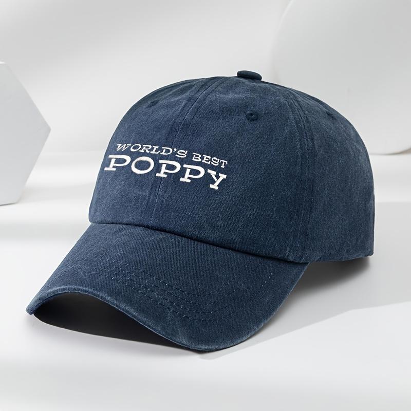 Poppy Letters Three-dimensional Embroidered Baseball Cap Classic Washed Old Retro Peaked Cap Soft Top Adjustable