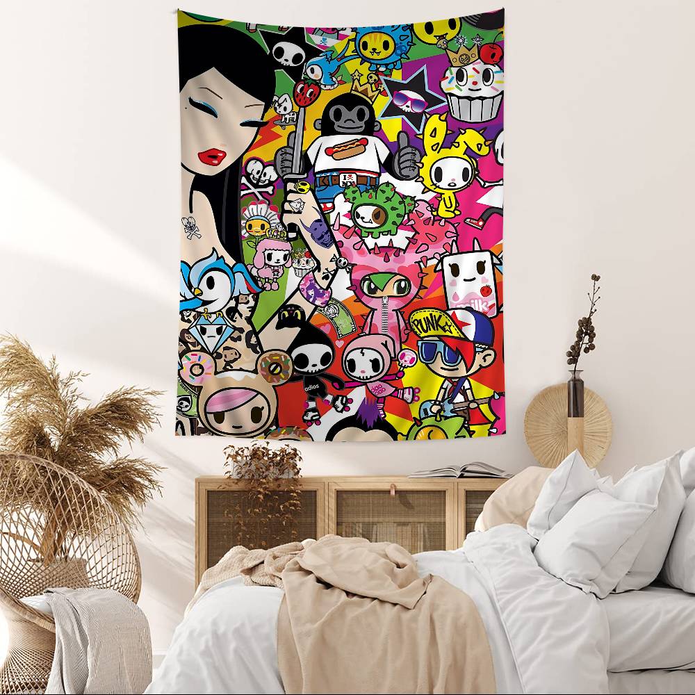 Japan Anime TTokidokiS Printed Large Wall Tapestry Hanging Tarot Hippie Wall Rugs Dorm Home Decor
