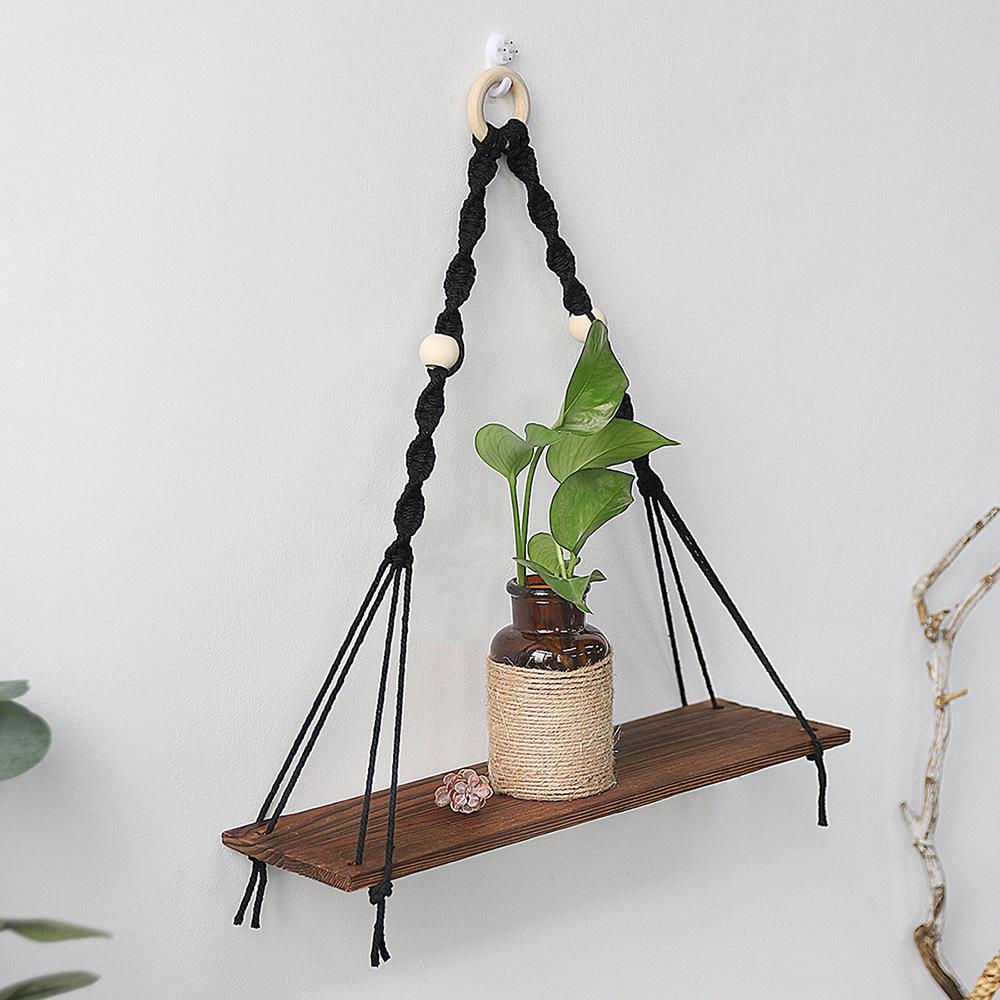 Cross-Border Cotton Rope Tapestry Wall Hanging with Shelf for Green Plants