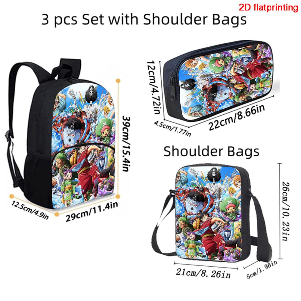 One Piece 3 In 1 Lightweight Adjustable Front Pocket School Backpack Set With Crossbody Bag Pencil Case For Boys Girls Ages 6-10