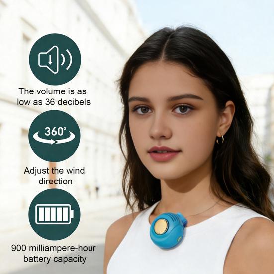 Portable Silent Mini Bladeless Electric Fan 3-Level Adjustable Wind Clip-On Fan for Shirt Waist Bag Hands-Free Cooling Device for Outdoor