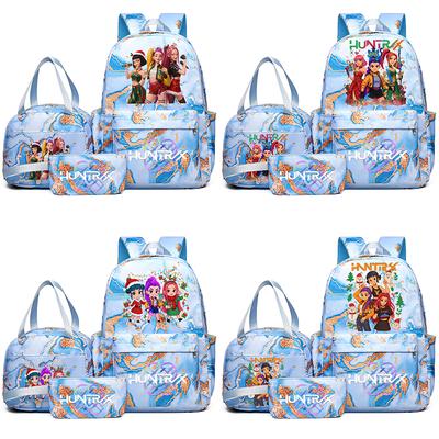 3Pcs/set Christmas K-pop Printed Backpack Handbag Pencil Case for Teenager Student Girl Boy Bookbag Schoolbag Women Large Capacity Travel Bag Kid Gift