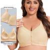 Reggiseno a fascia in cotone morbido, coppa sottile, chiusura anteriore, pizzo, senza ferretto, stile canotta, taglia oversize, per donne di mezza età e anziane