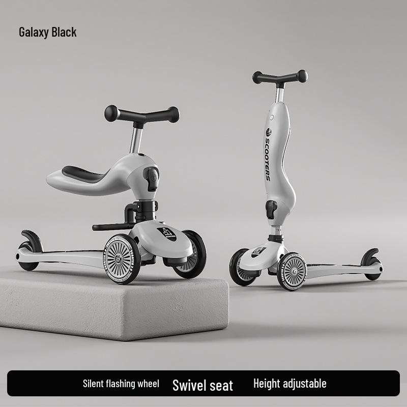 6-in-1 Children's Flashing Scooter: Push, Sit, or Pedal for Ages 1-5