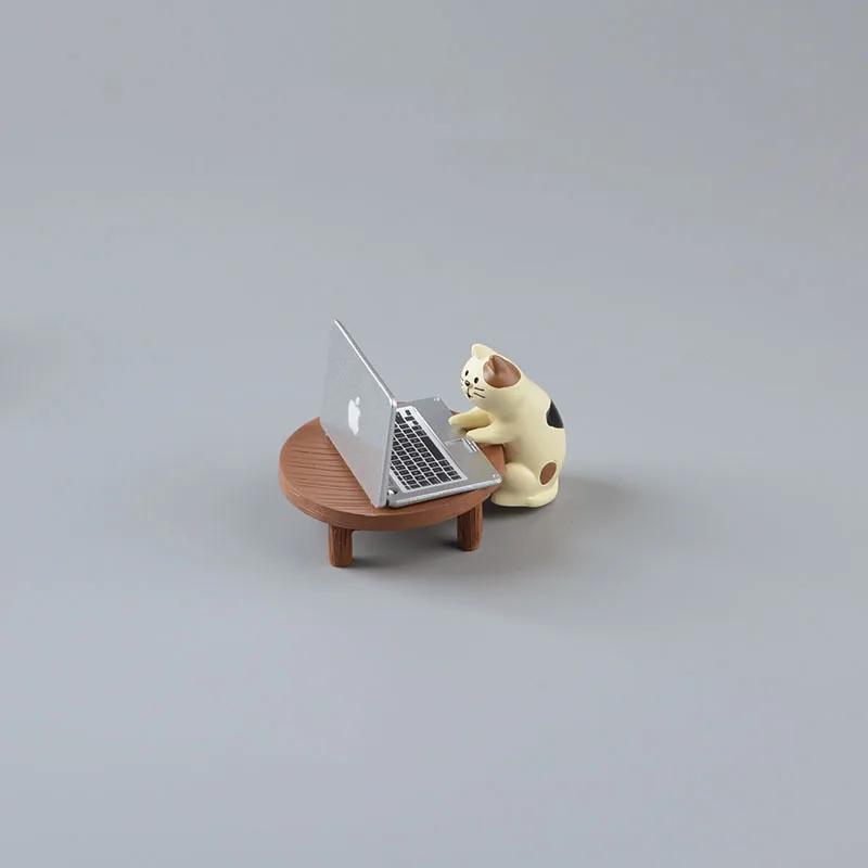 Cute Cartoon Cat Frog Bear Yellow Chair Computer Model Office Ornament Mini Home Decor Crafts Accessories Desktop Figurines Gift