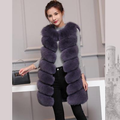 Autumn and Winter New Faux Fox Fur Faux Fur Vest Women's Long Korean Slim Fit and Slim Coat