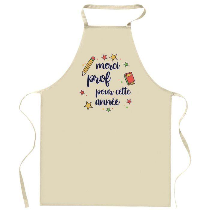 Tablier de cuisine - Merci Prof étoiles - Impression France - Coton épais - Liens ajustables