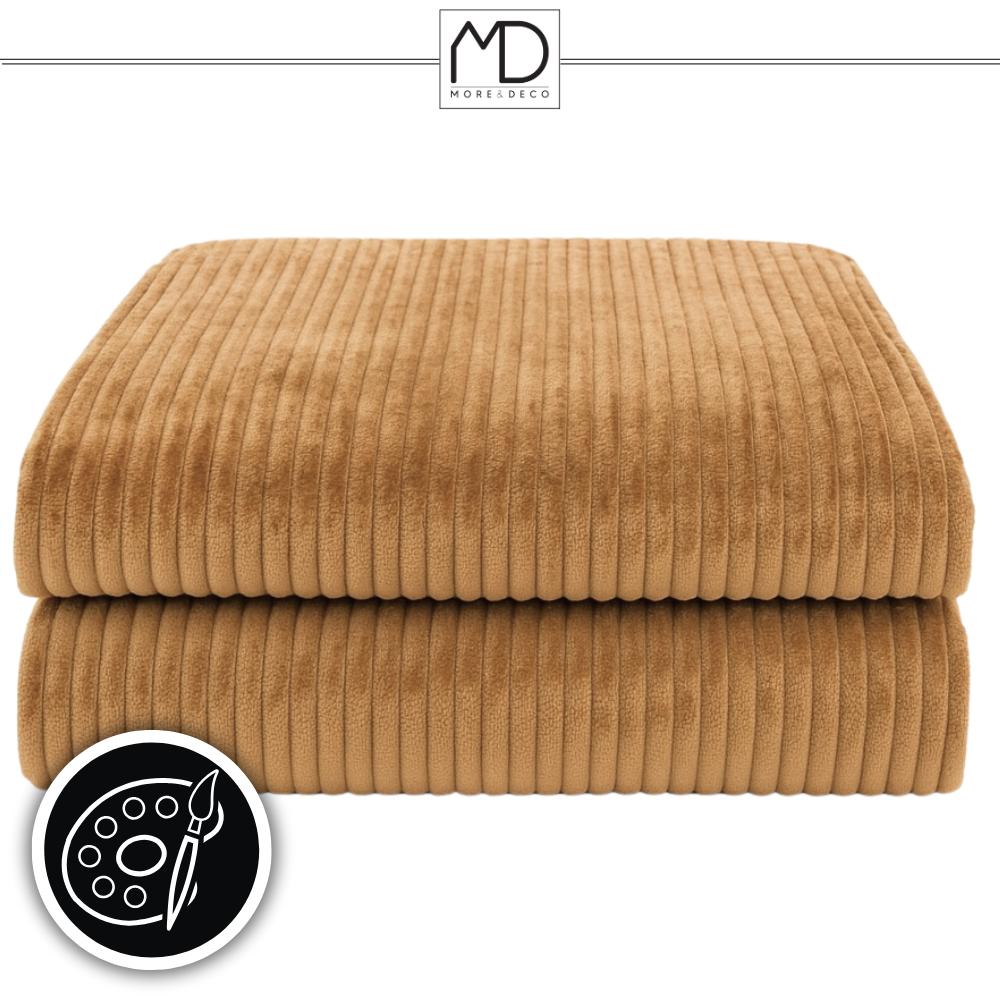 Brown Embossed Striped Blanket 200x220 Cm Plaid Bed Armchair Warm Gift