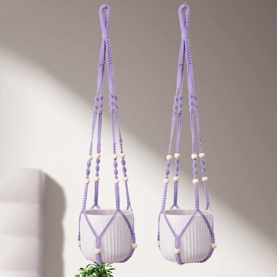 Macrame Plant Hanger Boho Hanging Planter Holder Cotton Rope Flower Pot Hanger for Home Patio Garden Decor