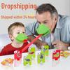Frog Tongue Tabletop Game: Blow-up Chameleon Lizard Mask for Parent-Child Play