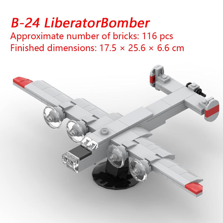LiberatorBomber MOC Строительные блоки B-24 Liberator Дальнебомбардировщик Военная серия Модель самолета Сборная игрушка для мальчиков