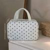 Portable Polka Dot Makeup Bag Large Capacity with Handle Cosmetic Bag Three Layer PU Travel Toiletry Bag