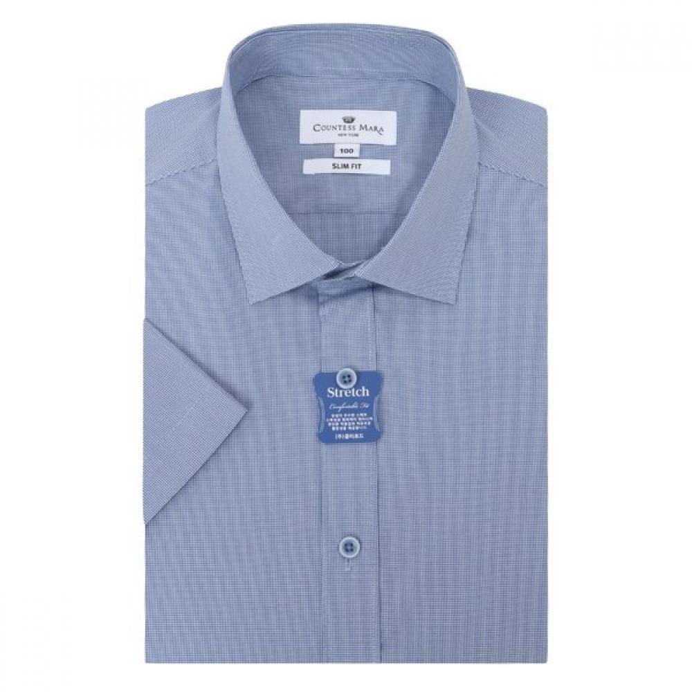 Countess Mara Men Stretch Micro Check Slim Fit Short Sleeve Shirt Cdhz2p5452n0 95