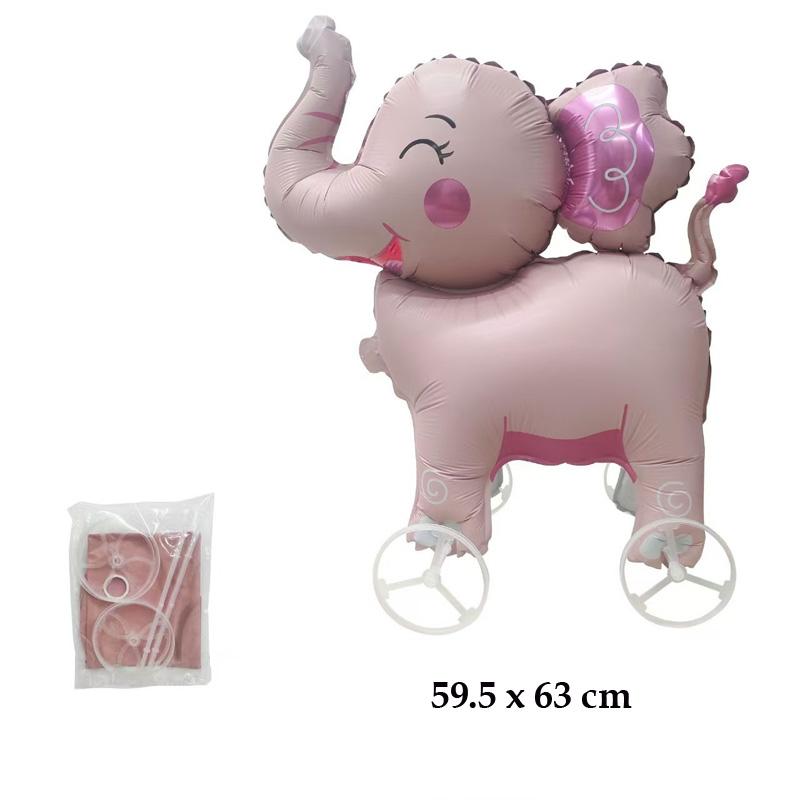 1Pcs Cartoon Animal Foil Balloon, Walking Standing Balloon With Wheels, Kids Birthday Party Decor, Baby Shower Accessories