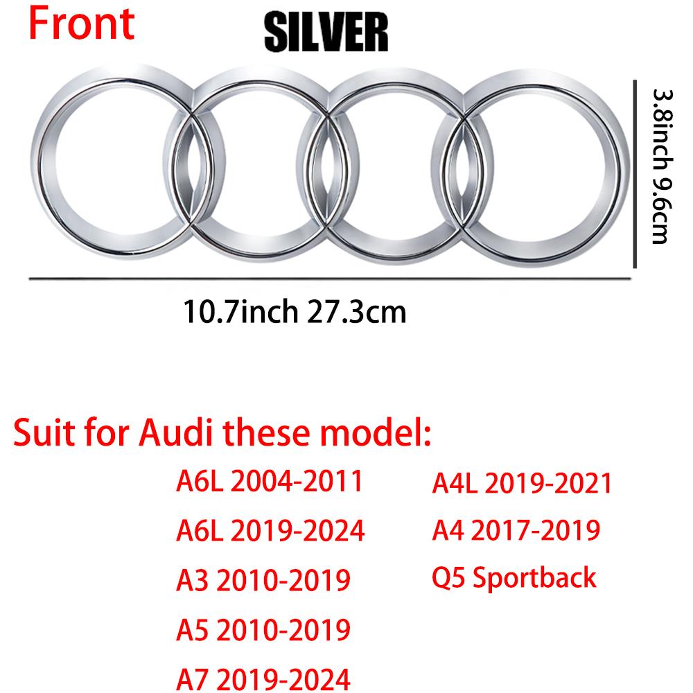 Logo 4 Anelli ABS Griglia Anteriore Auto Emblema Cofano Adesivo Badge Bagagliaio Posteriore Valvola Per Audi A3 A4 B8 8P A5 A6 A7 A8 Q2 Q3 Q5 Q7 Sline