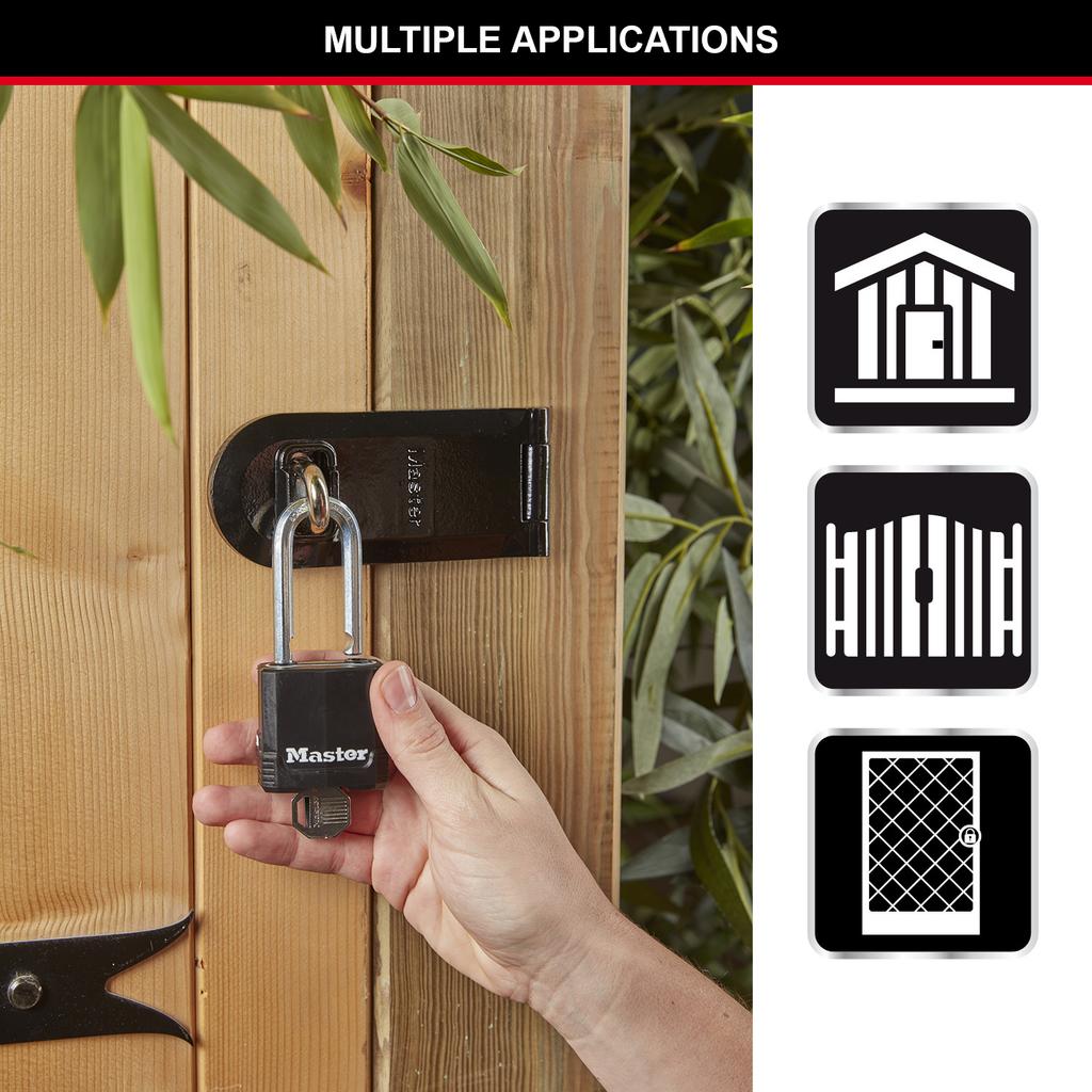 Master Lock Pack of 3 Heavy Duty Laminated Steel Padlocks, Medium Shackle