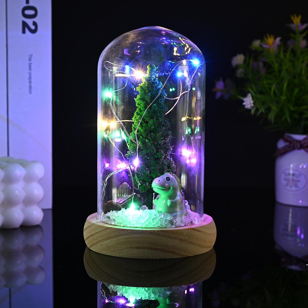 Romantic Unicorn Transparent Display Cover Mermaid Glass Cover Dust Cover Figure Tabletop Ornament Gift Eternal Flower