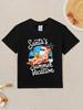 Funny Santa Christmas Print Children T-Shirt Kid Tee Shirt Round Neck Surfing Beach Boy Girl Tshirt Summer Short Sleeve