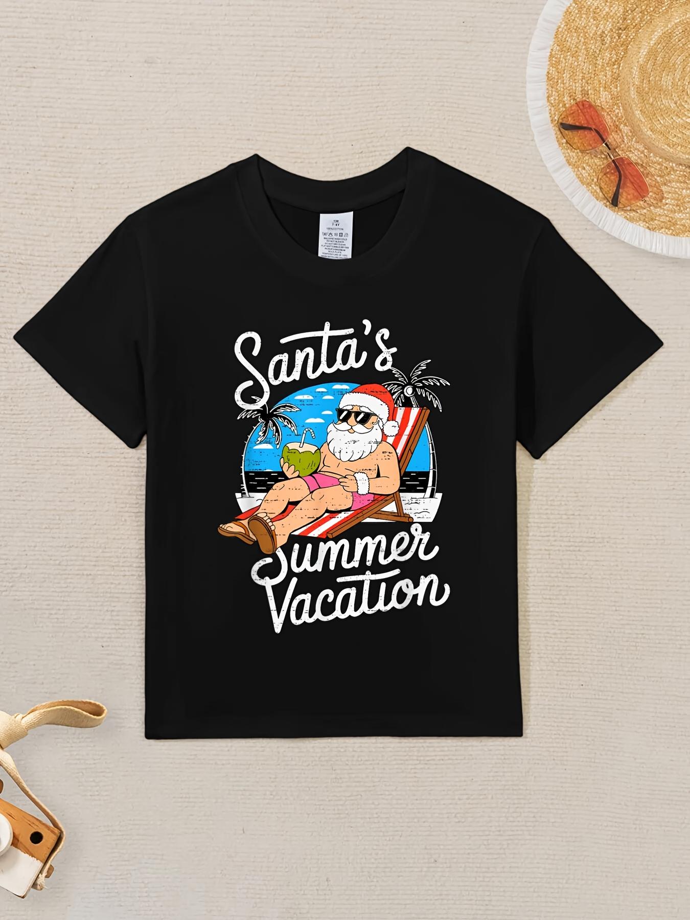 

Funny Santa Christmas Print Children T-Shirt Kid Tee Shirt Round Neck Surfing Beach Boy Girl Tshirt Summer Short Sleeve 160