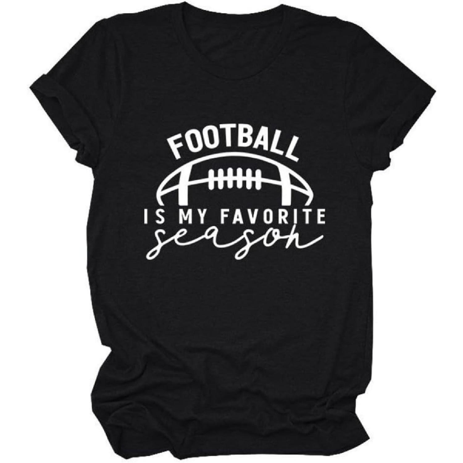 Football is My Favorite Season T-Shirt Women Funny Game Day Sunday Football Graphic Tee Football Lovers Gift Top S