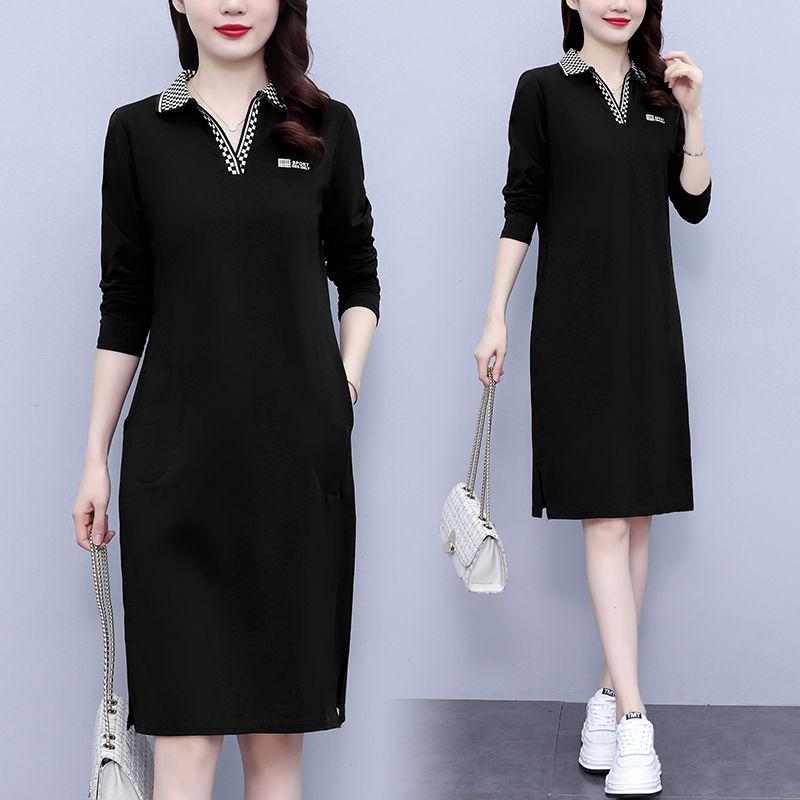 Summer Dress for Women V-Neck Short Sleeve Midi Dress with Elegant Collar and Loose Fit