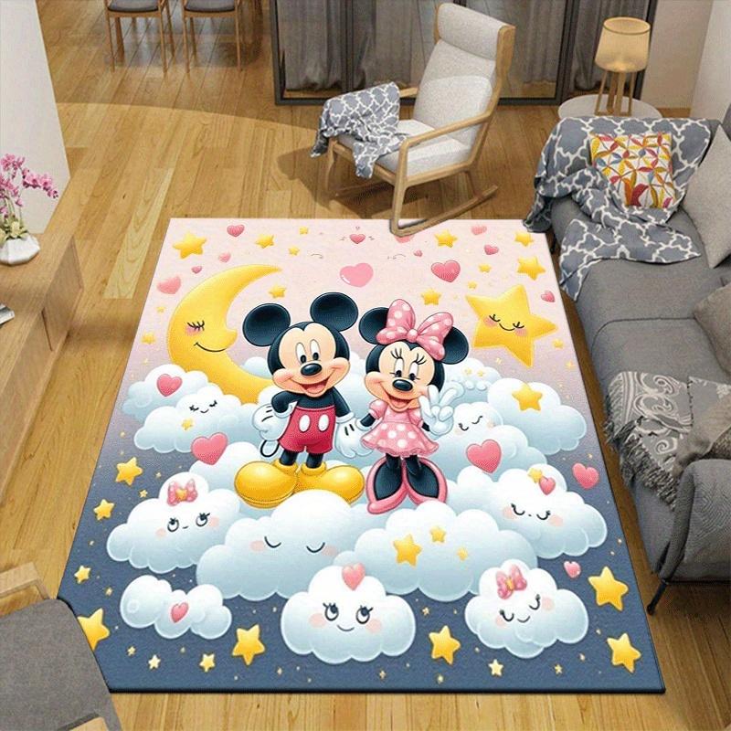 1pc Mickey and Minnie Pattern Area Rug Soft Flannel Floor Mat for Living Room,Office,Bedroom and Carpet,Sofa Coffee Table Floor Mat