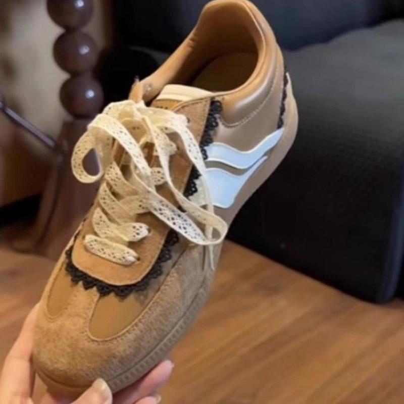 Design Sensation Lace-Up German Training Shoes Women's 2025 Spring Summer New Style Small Size Agan Casual German Trainer Shoes