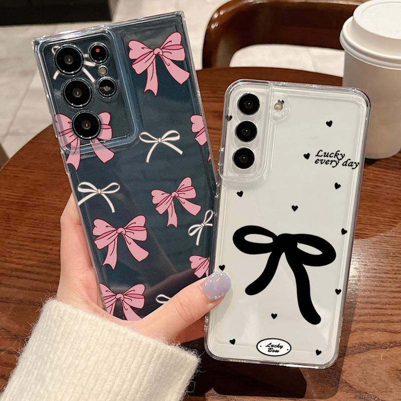 Bowknots Case For Samsung Galaxy S26 Ultra S25 FE S24 S23 S22 A54 A15 A35 A55 A16 A36 A56 A17 A37 A57 5G Clear Soft Cover