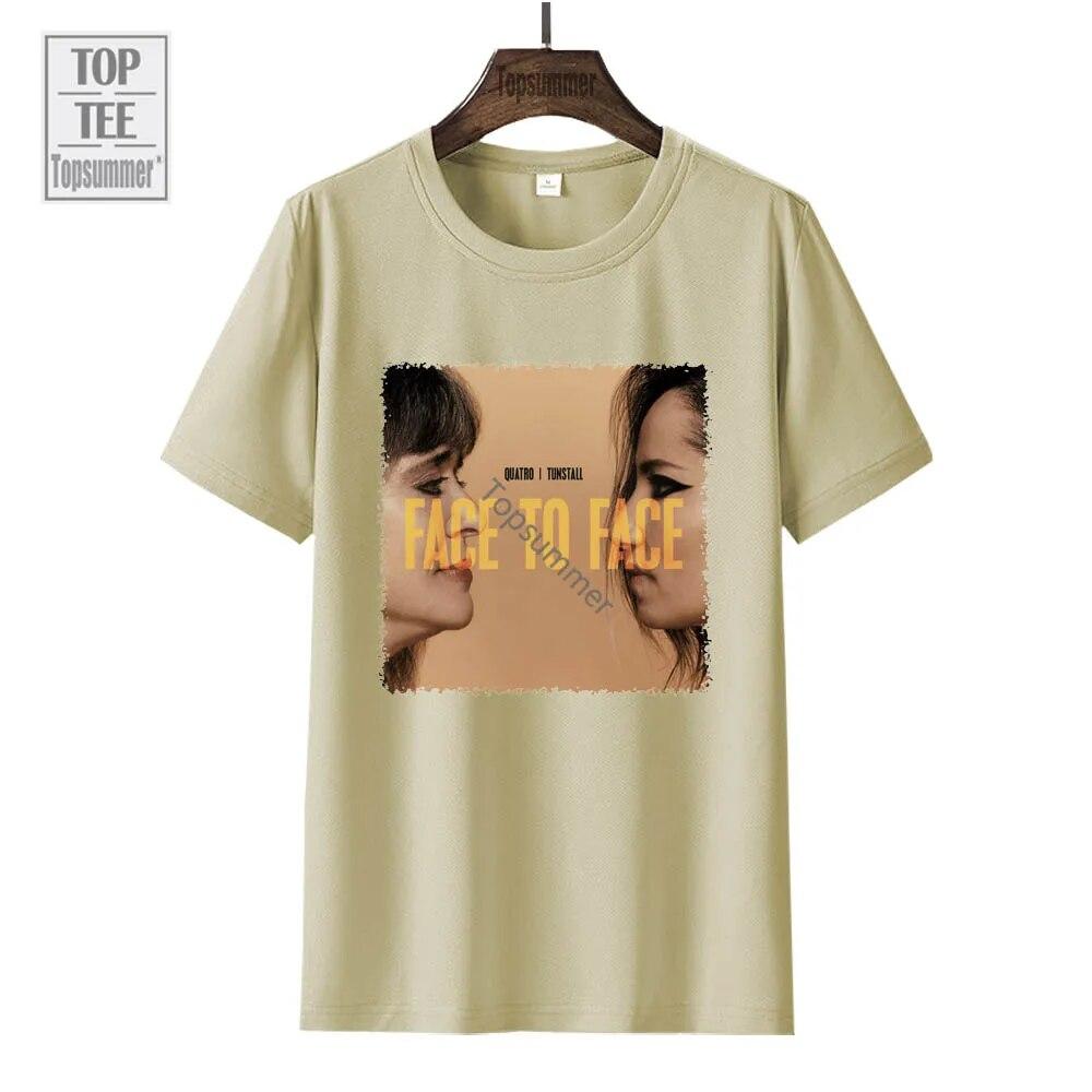 Face To Face Album T-Shirt Suzi Quatro Tour T Shirt Unisexs Rock Streetwear Graphic Print T Shirts Womens Cotton Tops Tees