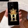 Fashion Initial Letter Crown Couple Case For Honor Play 60A 5G / Honor X6d 5G Transparent TPU Silicone Shockproof Soft Casing