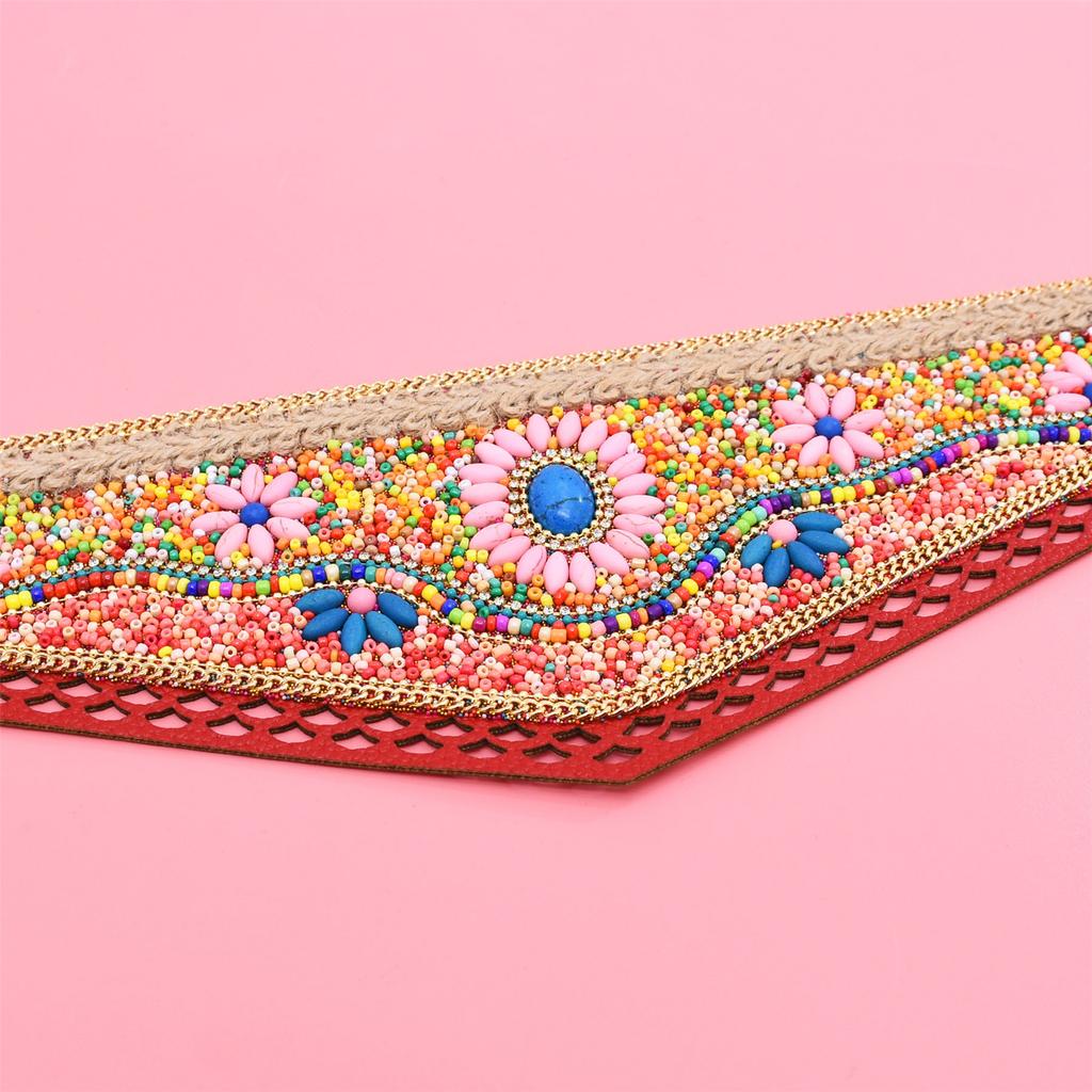 Handwoven Bead Belt Bohemian Style Women's Waist Accessory With Adjustable Tie Beach Vacation Essential