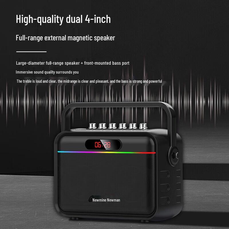 Newsmy K112 Portable Bluetooth Speaker with Sound Card CN plug (adapter included) (CN version)