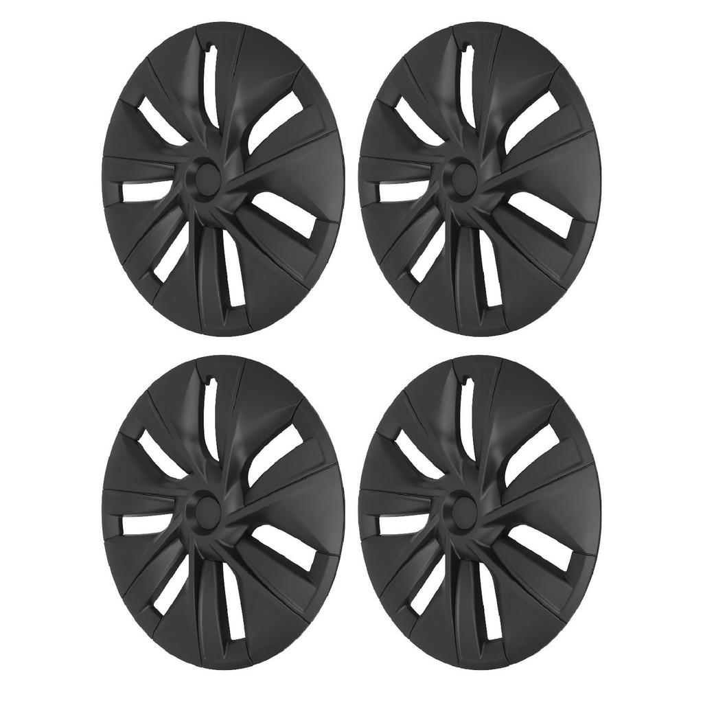 4PCS Wheel Hub Cap Matte Black High Strength Textured Design Replacement for Tesla Model Y 2020‑2023