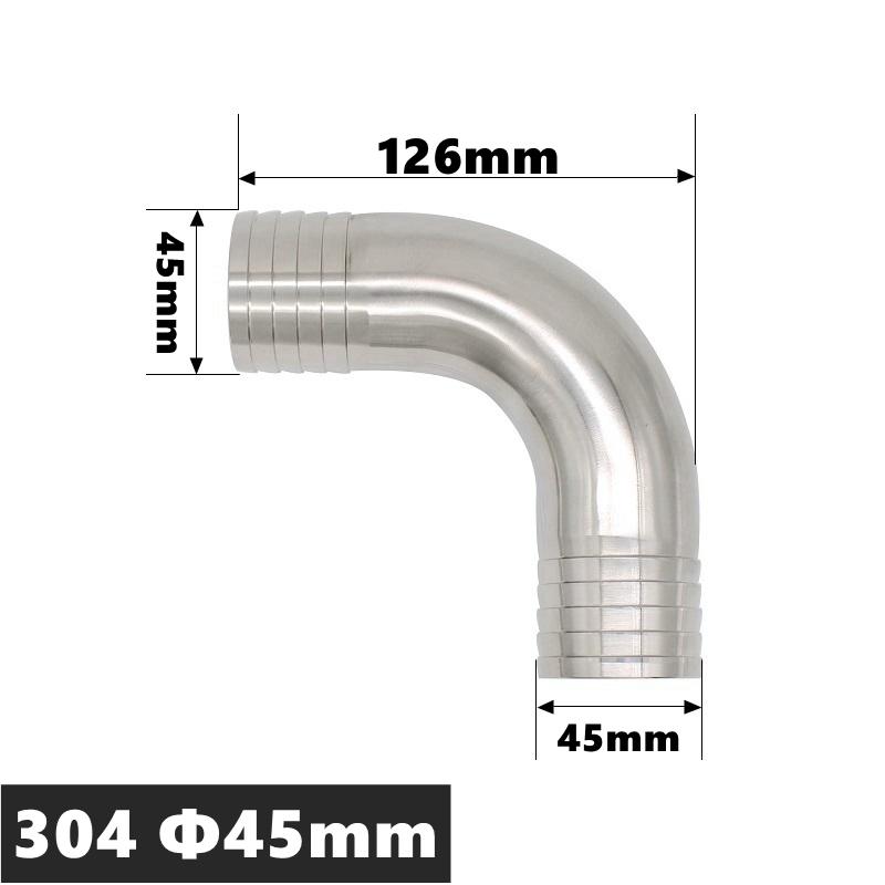 High Qulity 12.7 14 16 19 25 32 38 45 51 57 63 76 89 102mm Hose Barb Tail Elbow 304 316 Stainless Sanitary Pipe Fitting Homebrew