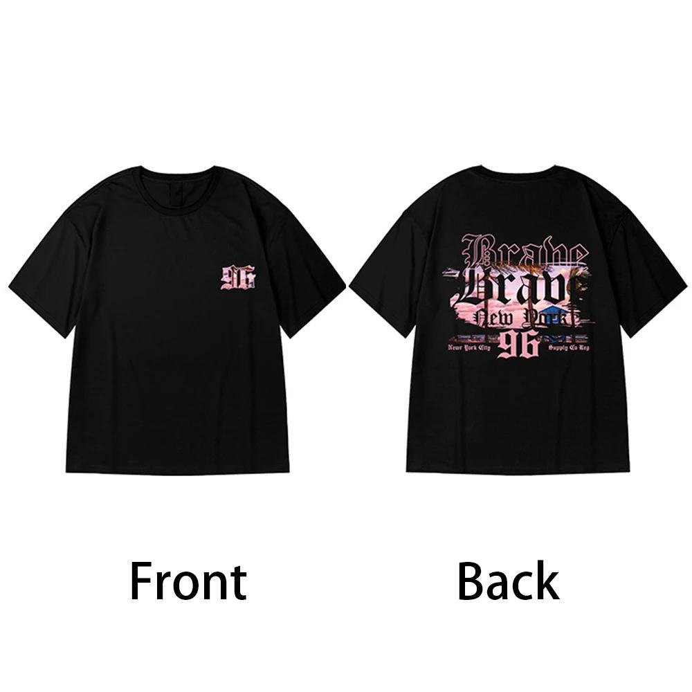 

Модная европейская и американская уличная футболка из 100% хлопка для мужчин, свободная хип-хоп уличная танцевальная футболка, повседневные топы 2000 года XXXXXL чёрный