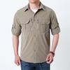 Men's Quick-Dry Military Tactical Outdoor Shirt, Long-Sleeve, Elastic, Breathable, Multi-Pocket Workwear for Spring & Autumn