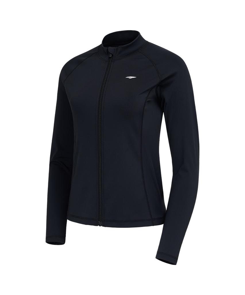 Baellob Women'S Standard Zip-Up Rash Guard Black